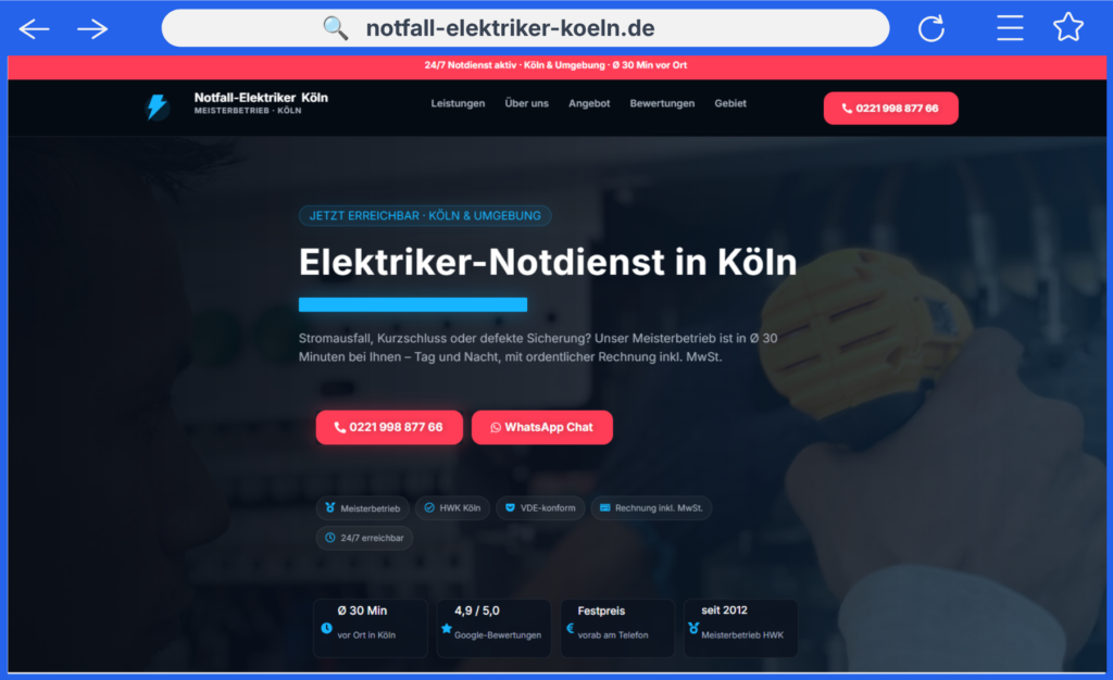 Beispiel einer Landing Page für einen lokalen Dienstleister
