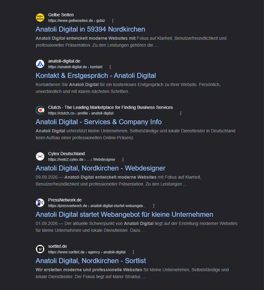 Anatoli Digital in verschiedenen Branchenverzeichnissen und Online-Plattformen